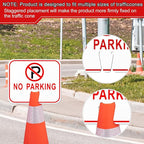 Geetery 12 Pcs No Parking Signs Traffic Cone, 12.6 x 10.43 Inches Plastic Traffic Cone Top Warning Sign for Road Barricade Outdoor Construction Waterproof