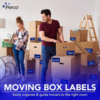 Perco Dark Blue 3x5 Inch Perforated Sticker Labels — 150 Stickers/Roll — with Permanent Adhesive for Inventory Management, Color Coding, Moving Boxes, Retail, Organizing, Crafting & More — Made in USA