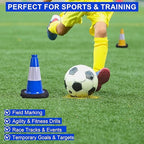 OrangeStar 12" Traffic Cones 4-Pack Blue Safety Cones with Reflective Collars, Heavy Duty Base for Driving Practice, Parking Lots, Construction, Flexible PVC, Indoor & Outdoor Use