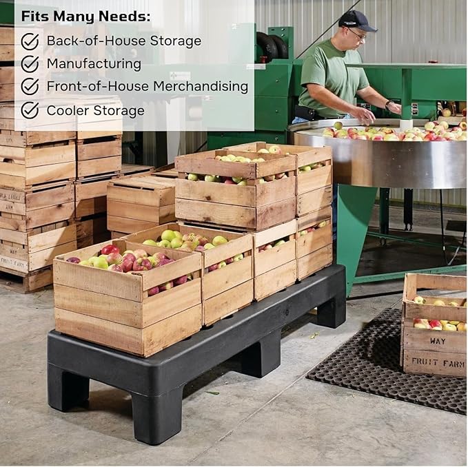 PolyMight Heavy-Duty Plastic Poly Dunnage Rack for Warehouses and Commercial Industrial Storage 48" x 22" x 12" with 2000 lb Capacity | For Wareshouse, Storage, and Merchandising