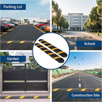 1 Pack 6FT Speed Bumps for Road, Heavy Duty 25,000 Lbs Capacity Traffic Rubber Speed Humps with 2 Channel Floor Cord Cover for Asphalt Concrete Gravel Driveway Road Cable Protector Ramp