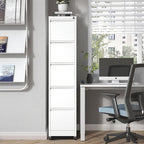5 Drawers Filing Cabient with Wheel, File Cabinet with Lock, Steel Vertical Filing Storage Cabinet for Office, Heavy-Duty File Cabinets for Letters/Legal/A4 (Require Assembly, White)