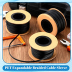 Pangda 300 Feet 1/4, 1/2, 3/8 Inches Wire Loom PET Expandable Braided Sleeving Braided Sleeve for TV, Computer, Home Theater(Black)