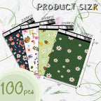 Poly Mailers-10x13 Inch Variety Pack of 100，25pcs Each Print ，Strong Adhesive Shipping Bags for Clothing, Waterproof and Tear Proof Mailing Envelopes - Mixed Print