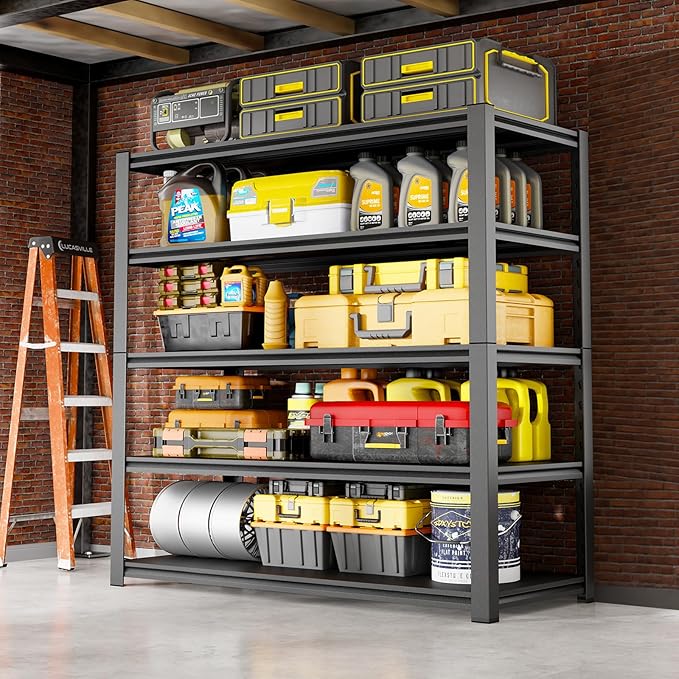 72''H Garage Shelving Heavy Duty,3000LBS Storage Shelves,5-Tier Adjustable Metal Shelve Storage Shelf Rack, Industrial Shelving Unit for Garage,Warehouse,Basement (47" W x 23.6" D x 72" H) 3PC