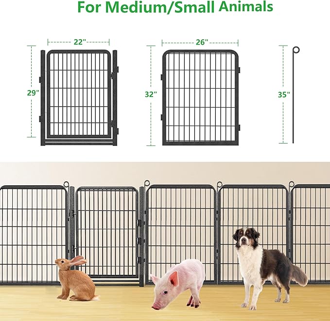 Decorative Garden Fence with Extra Wide Gate Garden Fencing for Yard, 32 in(H) x 22 ft(L) Metal Flower Bed Fencing Temporary Fence for Dogs Outside Dog Fencing for Garden Beds
