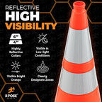 Xpose Safety 28" Orange Traffic Cones with 6" & 4" Collars, Bulk Half Pallet 150-Pack – PVC Safety Cones for Parking, Soccer, Construction, Kids & Caution – DOT Approved – Optional Stencil Available