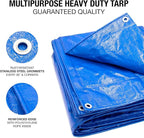 14x30 Blue Waterproof Tarp – Heavy Duty 5 MIL Thick Outdoor Tarpaulin Cover - Multi Purpose Protection for Camping, Tent, Roof, Patio, Pool, Floor, Furniture, Boat, Truck Beds, Pack of 1