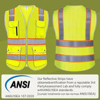 Reflective Safety Vest for Men Women with 8 Pockets and Zipper Front High Visibility Mesh Construction Vest
