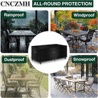 Heavy Duty Patio Furniture Covers Waterproof, 600D Outdoor Furniture Cover Waterproof for Sectional Sofa Couch, Outdoor Dining Table and Chair Set Covers 124''L x 72''W x 28''H, Black