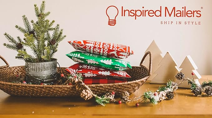 Inspired Mailers - Large Poly Mailers 14.5 x 19-50 Pack - Polar Bears (Blue) - Holiday Shipping Bags - Large Mailing Envelopes - Christmas Shipping Envelopes
