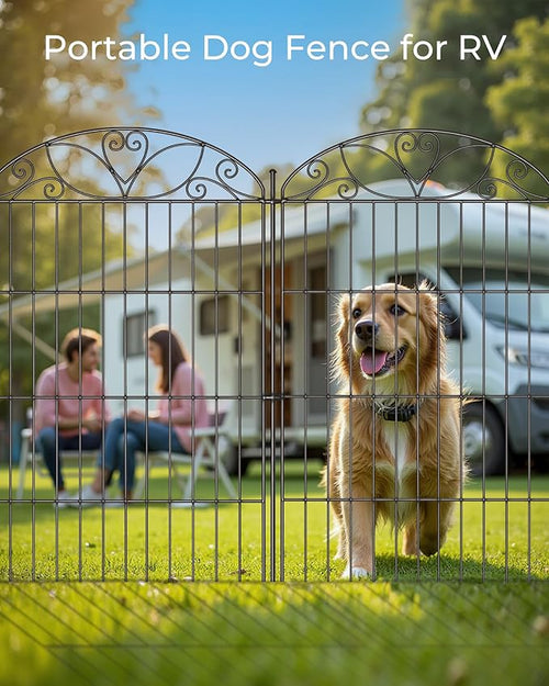 10 Panels No Dig Decorative Outdoor Garden Fence with Gate, 40 in(H) X 23.6 ft(L) Animal Barrier Fencing, Rustproof Portable Fence, Temporary Dog Fence Outdoor for Yard, Outside, Backyard