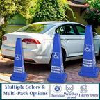 BESEA Reserved Parking Cone 3 Pack, 28" No Parking Sign Cone with Weighted Base, Blue 4-Sided “ Reserved Parking” Warning Cone for Driveways Business Parking Lots Garages Indoor/Outdoor