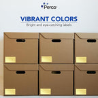 Perco Metallic Gold 3x5 Inch Perforated Sticker Labels — 500 Stickers Per Roll — with Permanent Adhesive for Product Labeling, Gift Boxes, Event Signage, Decorative Packaging & More — Made in USA