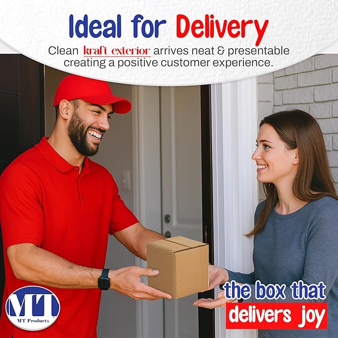 MT Products Sturdy Kraft Corrugated Cardboard Shipping Boxes 6" x 6" x 6" - Small Mailing/Moving Boxes for Transport - Pack of 10