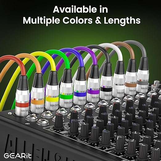 GEARit XLR Male to Female Microphone Cable (6 Feet, 10-Pack) 3-Pin Balanced Shielded Mixer, Recording Studio, Podcast - Black
