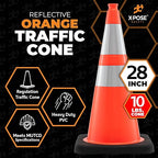 Xpose Safety 28 Inch Orange Traffic Cones Heavy Duty 10lb with 6" & 4" Collars, 48 Pack - Multipurpose PVC Plastic Safety Cone for Parking, Soccer, Caution, Kids and Construction - DOT Approved