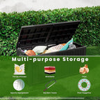 210 Gallon Outdoor Storage Box - Waterproof Patio Deck Box for Outside Deliveries, All-Weather Resin Bin with Lock for Cushions & Tools, Black