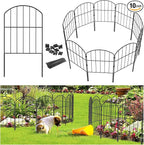 Goovilla Garden Fence, Total 10ft(L) x 24in(H) Garden Fencing Animal Barrier, 10 Pcs Rustproof Metal Fence Panels, Black No Dig Fence, Decorative Garden Fences and Borders for Dogs, Flower Bed, Patio
