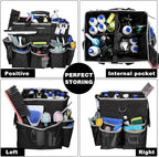 Large Rolling Cleaning Caddy Bag, Cleaning Caddy with Wheels with Detachable Trolley for Housekeepers, Water Resistant Cleaner Supplies Organizer with Wheels for Kitchen, Car, Picnic (Black-Grey)