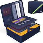 Document Organizer with 5200℉ Heat Insulated, 16.1"x11.4"x4.3" Waterproof and Fireproof Document Box with Lock, Home Strong Fireproof Safe Storage Box for Legal Size Documents and File，Blue