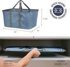 CleverMade Collapsible Laundry Tote - Denim Charcoal 2-Pack 50L - Foldable Storage Organization Container for Clothes Laundry Room Storage Solution