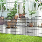 Metal Garden Gate and Fences Outdoor ECG1191, 1 Gate + 4 Fence Panels,43.2in Tall and Total Length 14.75ft, Heavy Duty Fencing for The Yard Privacy Temporary Animal Barrier for Dog, Black