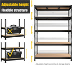 PrimeZone 48" W x 24" D x 72" H Heavy Duty Storage Shelves, 5 Tier Adjustable Garage Shelving Unit, Metal Organizer Shelf Utility Rack for Warehouse Pantry Closet Kitchen, Black, 8 Pack