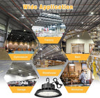 UFO LED High Bay Light 100W 4Pack, High Bay LED Shop Lights 14,000LM Dimmable, 6' Cable with US Plug, Hanging Hook, Safe Rope, ETL Listed LED High Bay Light for Warehouse Factory Barn Shop