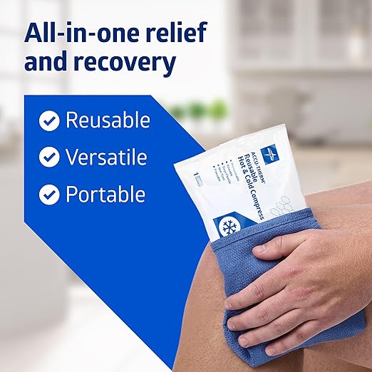 Medline Accu-Therm Reusable Hot/Cold Gel Packs, 5” x 10”, Soft & Flexible, For Injuries, Fast Relief, Recovery & Muscle Soreness - 16/Case