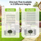 INJOPEXI Decorative Garden Fence 6 Panels 11.8ft(L)×24in(H) Garden Fences with 6 Panels Rustproof Metal Wire No Dig Temporary Animal Barrier Fencing Dog Fence for Yard Outdoor Patio - Without Gate