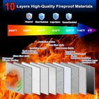 6500°F Large Fireproof Document Organizer with Lock,Upgraded 10 Layers Heat Insulated＆Waterproof Zipper,Removable Folder Layers/Wallet,Portable Home Travel for Documents(16.5x12.4x5.5 inches)