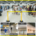 Therwen 12 Pack Therwen Heavy Duty Crowd Control Stanchions 9.8 ft Stainless Steel Stanchion Set with Safety Barrier Post Retractable Belt and Sign Holder Crowd Control Barrier(Yellow Belt, Yellow)