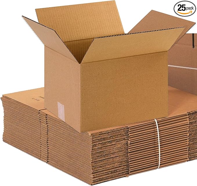 BOX USA Shipping Boxes 12"L x 10"W x 8"H, 25-Pack Small Corrugated Cardboard Box Shipping, Packaging, Moving, Storage Box for Home or Business, Strong Wholesale Bulk Boxes