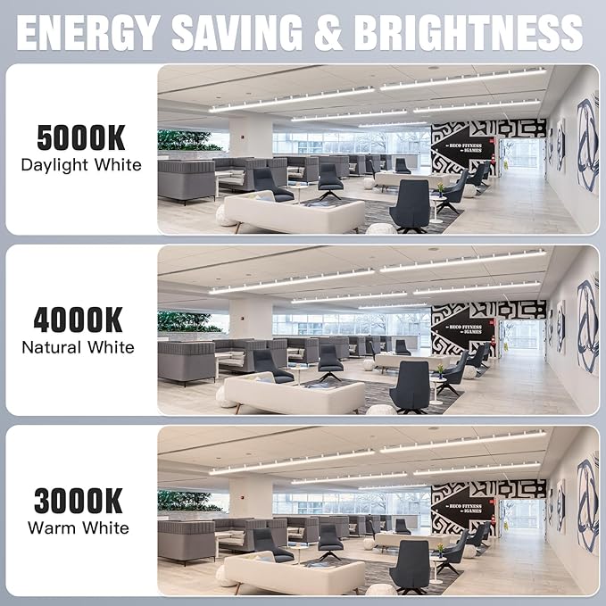 JTT 8FT LED Vapor Tight Light 120/100/80W Tunable, 18000lm LED Vapor Proof Lighting Fixture IP66, 5000K/4000K/3000K Outdoor Shop Light Waterproof for Parking Garage Car Wash Warehouse ETL Listed