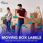 Perco Teal 3x5 Inch Perforated Sticker Labels — 150 Stickers Per Roll — with Permanent Adhesive for Inventory Management, Color Coding, Moving Boxes, Retail, Organizing, Crafting & More — Made in USA