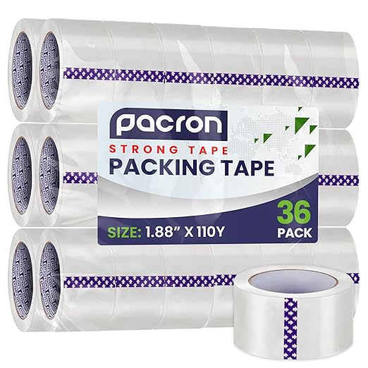 Clear Packing Tape - 36 Heavy-Duty Wrapping Tape - 110-Yard Length, 3960 Total Yards 1.88-Inch Wide Strong Adhesive Rolls for Moving Boxes, Office Packaging, Storage Organization & Warehouse Shipping