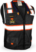 KwikSafety - Charlotte, NC - UNDERBOSS Safety Vest [11 POCKETS] Premium ANSI Class Unrated High Visibility Vest Construction Surveyor Reflective Vest Industrial Work Safety Vest for Men/Black 2XL