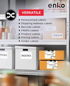 enKo - Compatible DK-2205 Continuous Blank White Paper Labels (2.4 Inch x 100 Feet) Use with Brother QL Label Printers QL-800, QL-820NWB QL 810W - [12 Rolls + 4 Refillable Cartridge Frames]