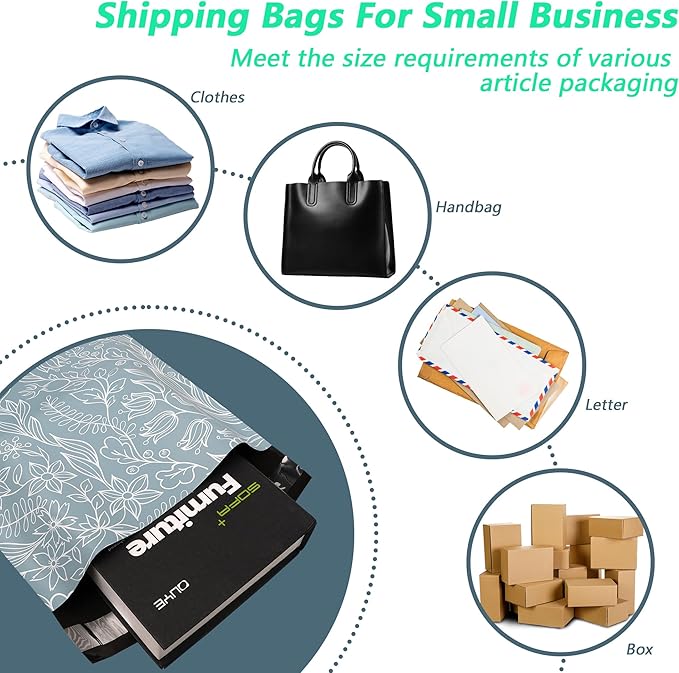 Poly Mailers 12x15.5 Inch 50 Pcs - Wheat Sheaf printed Shipping Bags, 2.4mil Thickness, Waterproof and Tear Resistant Mailing Envelopes, Self-Sealing Packaging Bags for Small Business