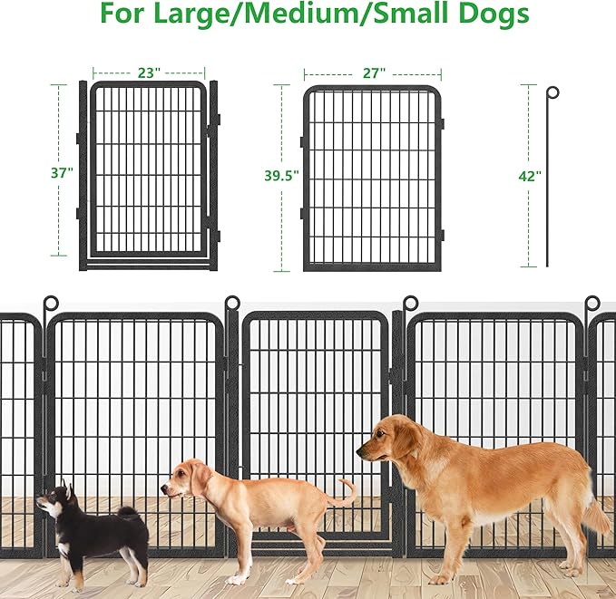 Decorative Garden Fence with Gate, 40 in(H) x 95 ft(L) Rustproof Metal Fence Panels No Dig Fence with Full Panel Gate, Dog Fence Outdoor for Yard, Animal Barrier Garden Fencing for Yard