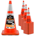 Xpose Safety 28 Inch Orange Traffic Cones with 6" & 4" Collars, 48-Pack - Multipurpose PVC Plastic Safety Cone for Parking, Soccer, Caution, Kids and Construction - DOT Approved