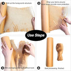 Packing Dishes Recyclable Packing Material for Moving Glassware Eco Friendly Moving Paper Sheets Bubble Cushion Wrap for Packing 80GSM Honeycomb Paper Roll with Fragile Stickers 15"x100'