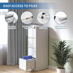 4 Drawer File Cabinet, Metal Vertical Filing Cabinets for Home Office, Steel Storage Cabinet for Hanging Legal/Letter Size Files, Assembly Required (White)