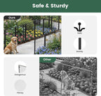 24 in(H) Decorative Garden Fence Outdoor for Yard with Gates,Heavy Duty Iron 16 Panels Total 29.4ft(L) Anti Dig Fence with Gravity Automatic Lock for Indoor/Outdoor Decorative Dog Fence,Black