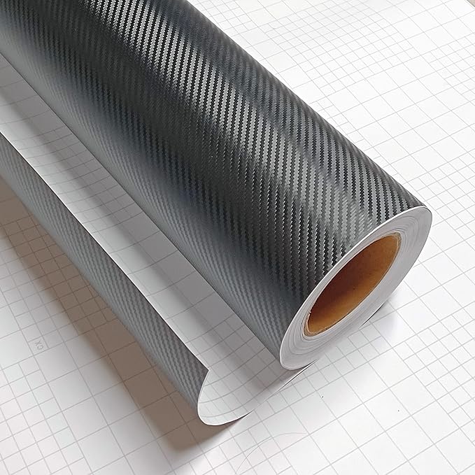 3D Carbon Fiber Film Twill Weave Vinyl Sheet Roll Wrap (48" X 60", Black)