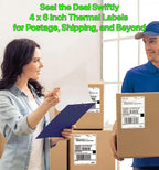 Fanfold [4 x 6 inch] x [1000 Labels] Thermal Stack Direct White Strong Adhesive Perforated Postage Shipping Printer Compatible with Zebra SNBC Epson Rollo (1000 Labels, Fanfold)