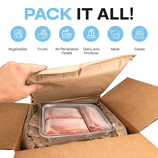Insulated Thermal Shipping Boxes 14"x14"x14" with 2 Gel Ice Packs, Pack of 3 - USA-Made Cold Food Shipping Box with Absorb Condensation Thermal-Paper Liner - Frozen Food Shipping Kit by IDL Packaging