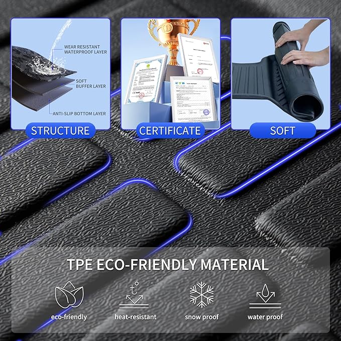 KELCSEECS® Floor Mats & Cargo Liner for 2026 Honda Passport,All Weather Protection TPE Floor Liners Front& Rear Row Full Set Accessories Black