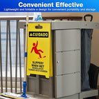 MATTHEW CLEANING 25'' Industrial Wet Floor Sign 3 Pack 2-Sided Durable Corrugated Plastic Birght Yellow Multilingual Warning Signs Commercial Caution Wet Fold-out Floor Signs For Indoors